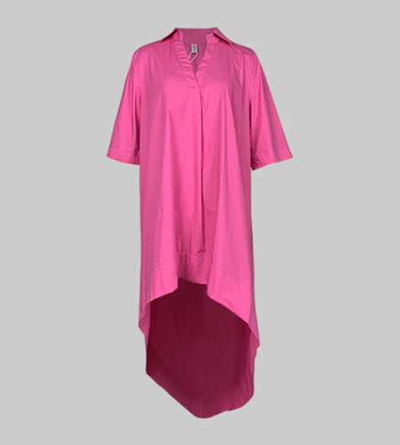 Urban High-low Summer Dress Woman 2025 Cotton V-neck Half Sleeves Simple Birthday Party Midi Dresses for Woman Clothing