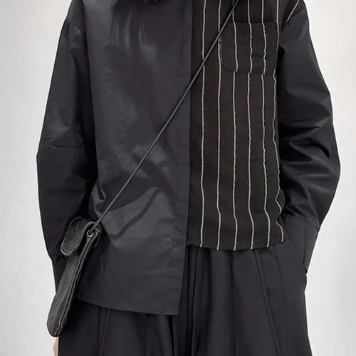 Load image into Gallery viewer, Women Striped Irregular Big Size Blouse New Lapel Long Sleeve Loose Fit Shirt Fashion Tide Spring Autumn 2025 1DF7105
