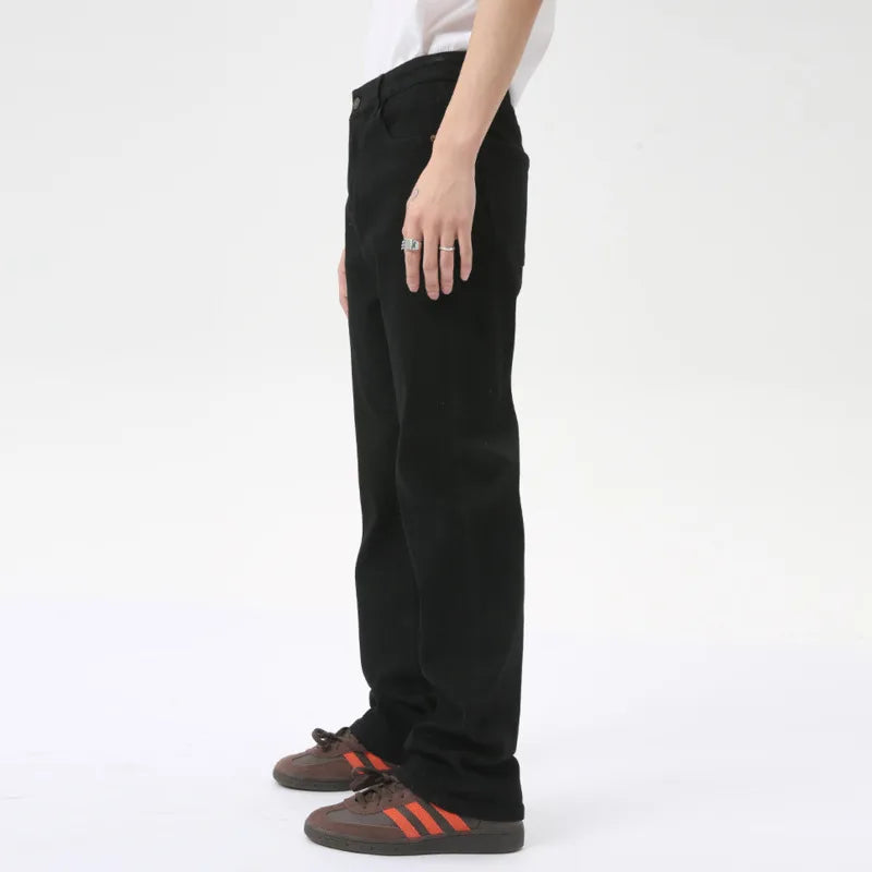 American Style Casual Men's Denim Pants Straight Slim Boot Cut Male Jeans Solid Color Trousers Trend Summer 9C6279