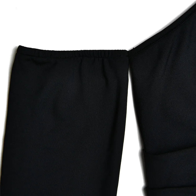 Oblique Shoulder Thigh High Split Maxi Dress Women Long Sleeve Backless Bodycon Sexy Club Party Long Dress Vestidos