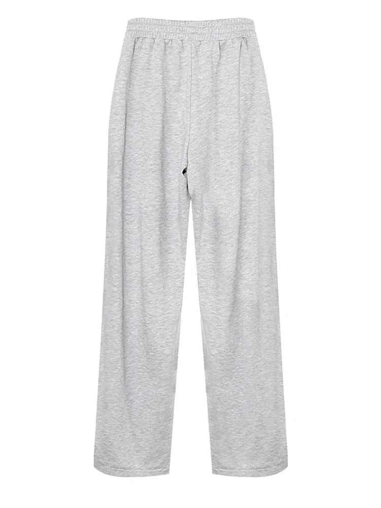 High Waist Gray Denim Burr Color-block Long Casual Wide Leg Jeans New Women Trousers Fashion Spring Autumn 2025 7AB4255