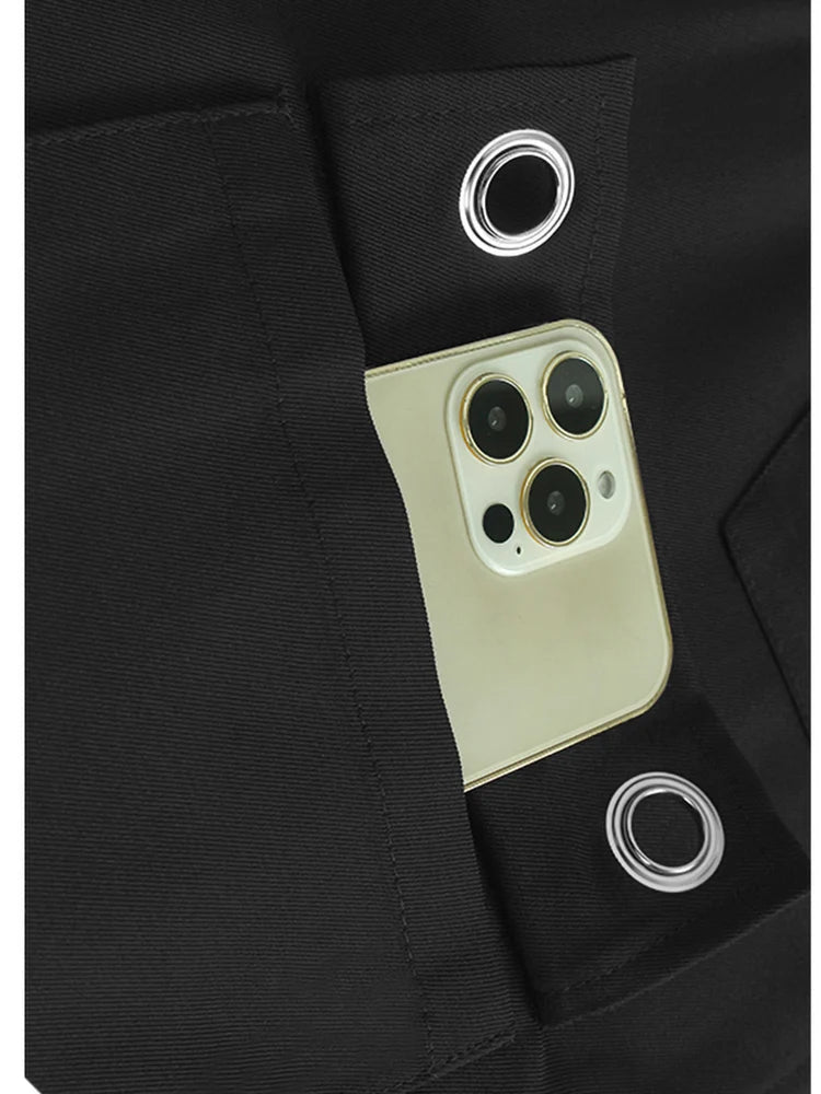 Women Black Zipper Pockets Spliced Big Size Midi Vest Dress New V-Neck Sleeveless Fashion Tide Spring Autumn 2025  1DJ1194