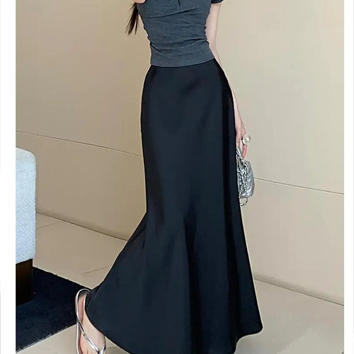 Load image into Gallery viewer, Vintage Fashion 2024 Spring Summer New Solid High Waist Fishtail Long Skirts Women Simplicity Festival Vacation Half Skirt Trend
