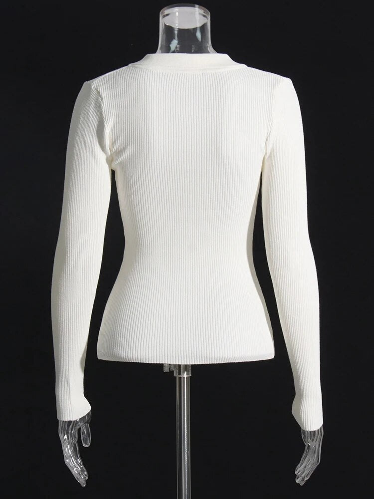 Skinny Minimalist Sweater For Women V Neck Long Sleeve Solid Knitting Single Breasted Cardigan Female Fashion
