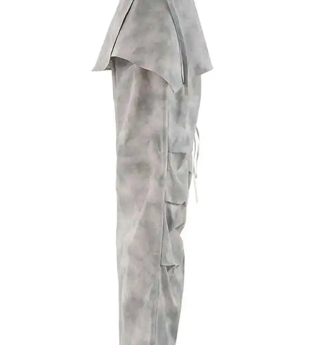 High Waist Gray Printed Pleated Drawstring Long Wide Leg Pants New Trousers Women Fashion Tide Spring Autumn 2025 CPDB314