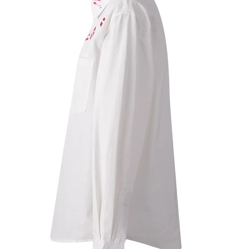 Load image into Gallery viewer, Women White Pattern Printed Big Size Casual Blouse New Lapel Long Sleeve Shirt Fashion Tide Spring Autumn 2025  CPG3062
