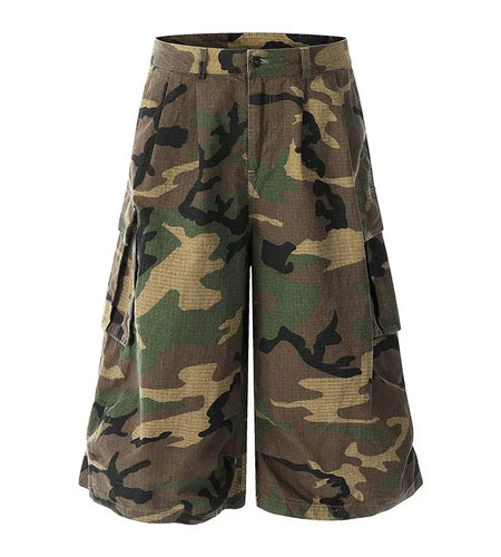 Men's Cargo Shorts New American Style Male Street Fashion Multi Pockets Loose Straight Leg Casual Bottoms Summer 9W1726