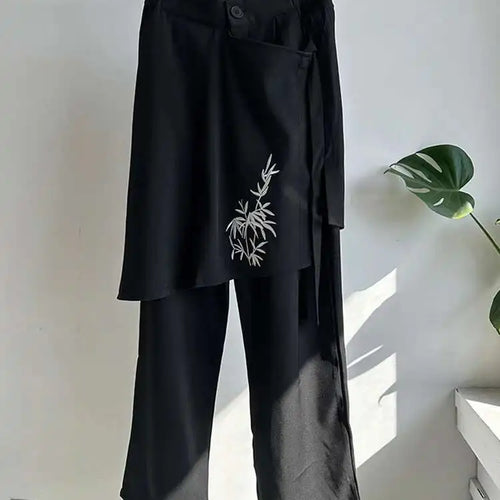 Load image into Gallery viewer, High Elastic Waist Black Embroidery Irregular Pants New Loose Fit Trousers Women Fashion Tide Spring Autumn 2025 1DH5173
