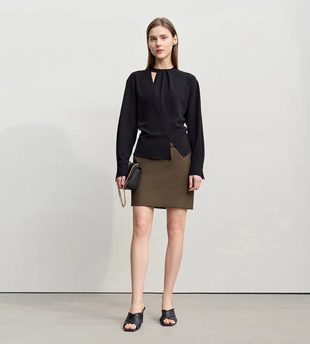 Mini Skirt 2026 Spring New Elegant Commuter Versatile Short Skirt A-Line Color-blocking Splicing Women's Clothing 12621021