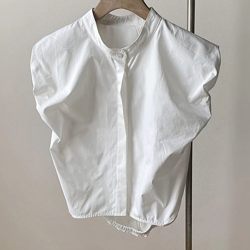 Load image into Gallery viewer, Women White Shaped Elegant Vintage Blouse New Stand Collar Sleeveless Shirt Fashion Tide Spring Summer 2025 1DJ1479
