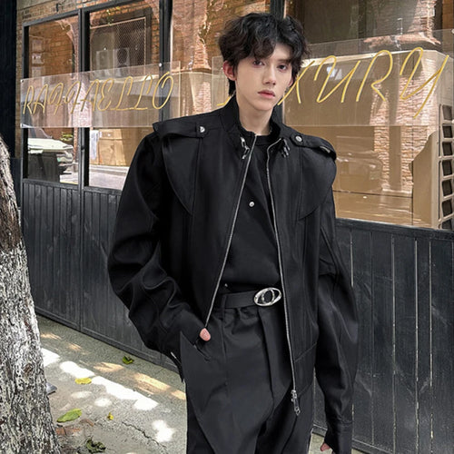 Load image into Gallery viewer, Personalized Men&#39;s Jacket Flying Sleeve Stand Collar Dark Wear Male Coats Solid Color 2024 New Stylish Men Clothing 9C6964
