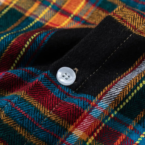 Load image into Gallery viewer, Vintage Summer Shirts Y2K Streetwear Rainbow Plaid Button Up Short Sleeve Blouse Hip Hop Harajuku Casual Baggy Cotton Shirt Tops
