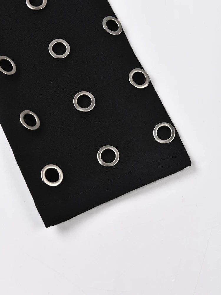 Women Black Hollow Out Belted Long Trench New V-neck Long Sleeve Windbreaker Fashion Tide Spring Autumn 2025 1DH532401