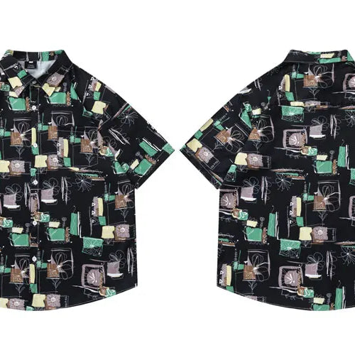 Load image into Gallery viewer, Summer Hawaiian Shirt Harajuku Graffiti Graphic Printed Button Up Beach Blouse Men Hip Hop Casual Baggy Short Sleeve Shirts Tops
