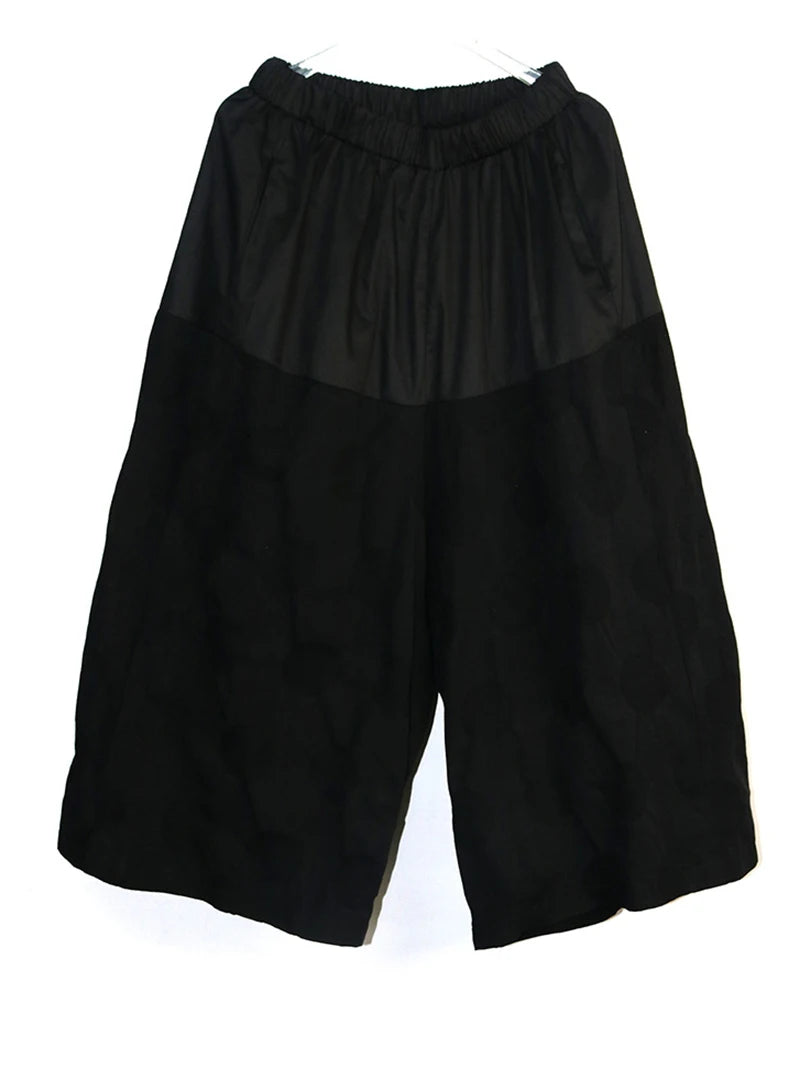 High Elastic Waist Black Dor Print Pocket Calf-Length Pants New Trousers Women Fashion Tide Spring Autumn 2025 1DJ1619