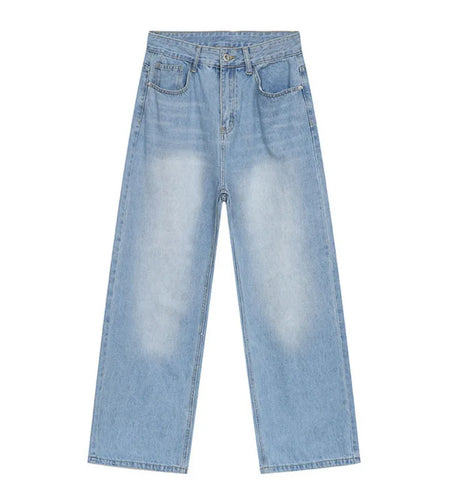 Trendy Summer Men's Jeans Straight Pants Fashion Spring Vintage Wide Leg Male Trousers Fashion Tide Washed 9A5577