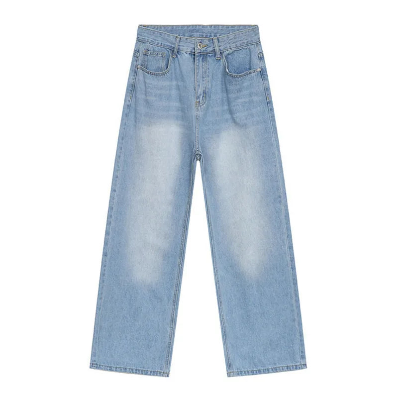 Trendy Summer Men's Jeans Straight Pants Fashion Spring Vintage Wide Leg Male Trousers Fashion Tide Washed 9A5577