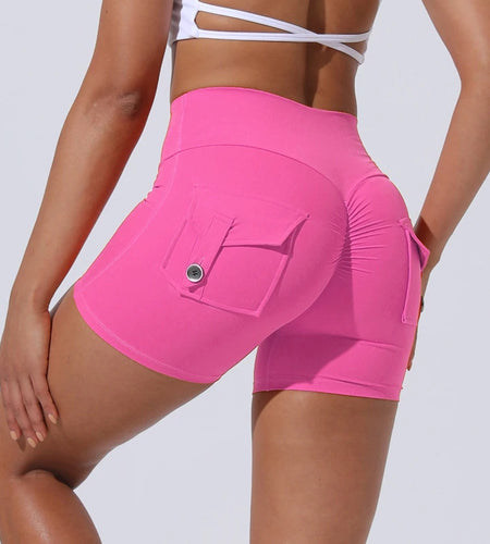 S-XL Nylon Women Scrunch Button Booty Sports Yoga Shorts Cycling Jogging Fitness High Waist Squat Proof Gym Active Leggings