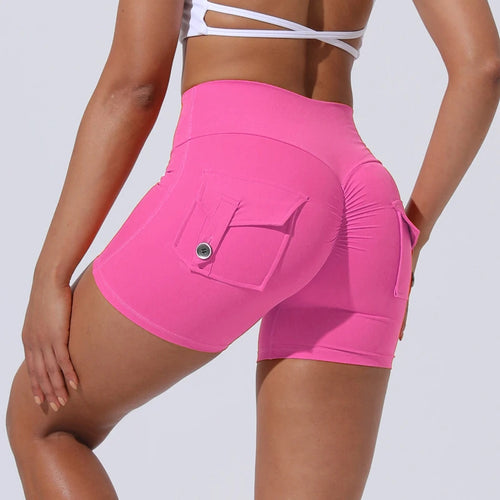 Load image into Gallery viewer, S-XL Nylon Women Scrunch Button Booty Sports Yoga Shorts Cycling Jogging Fitness High Waist Squat Proof Gym Active Leggings
