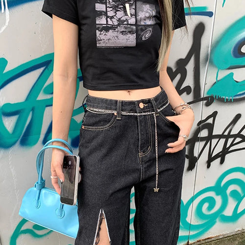 Load image into Gallery viewer, 90s Black Gothic Harajuku Vintage Grunge Graphic Slim Fit Short Crop Top Women's Streetwear Sexy Summer Y2K Punk Casual T-Shirt
