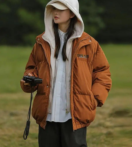 Vintage Elegant Patchwork Loose Short Cotton Jacket Women 2023 Winter Hooded Thick Warm Zipper Hooded Parkas Coat Female Popular