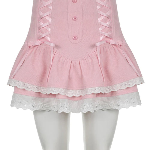 Pink Skirt, Mini Skirt, Lolita Skirt, Pleated Skirt, High Waist