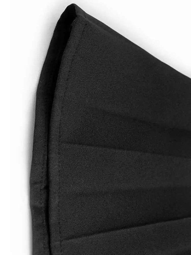 Women Black Pocket Pleated Big Size Midi Casual Dress New Round Neck Short Sleeve Fashion Tide Spring Summer 2025 1DJ0137