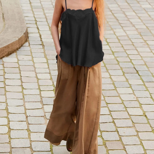 Load image into Gallery viewer, y2k Women Lace Camisole Fashion Clothing Solid Color Spaghetti Strap Sleeveless Satin Tanks Party Clothes Clubwear
