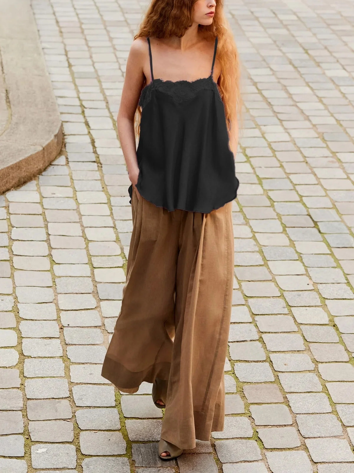 y2k Women Lace Camisole Fashion Clothing Solid Color Spaghetti Strap Sleeveless Satin Tanks Party Clothes Clubwear