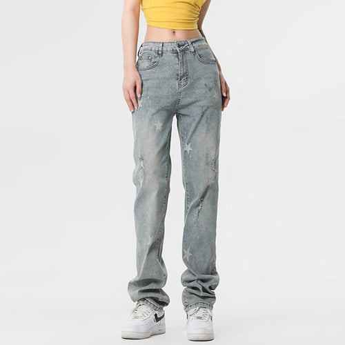 Load image into Gallery viewer, Men&#39;s Jeans Star Printing Design New American Style Straight Wide Leg Stylish Male Casual Summer Clothing 2025 9W1964
