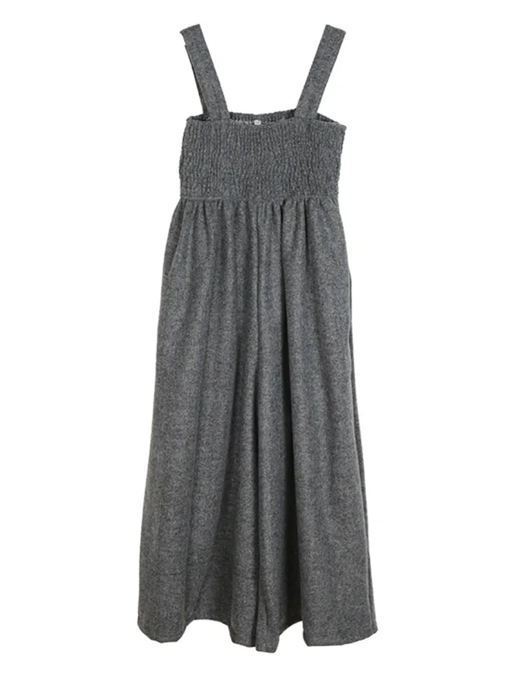 Women  Strap Vintage Pleated High Waist Ankle-length Wide Leg Pants New Autmn Winer Loose Fashion 2025  Tide OB198