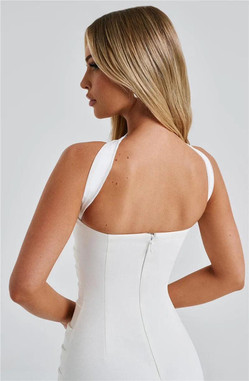 Scarf Collar Strapless Sexy Maxi Dress For Women Fashion Off-shoulder Backless Bodycon Club Party Long Dress Elegant