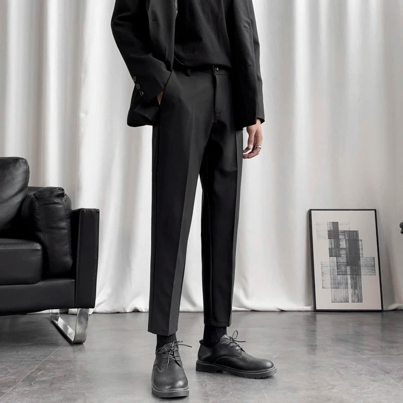 Business Casual New Men's Suit Pants Drape Pencil Bottom Straight Leg Male Trousers Korean Style Autumn Simple 2024 9C6809