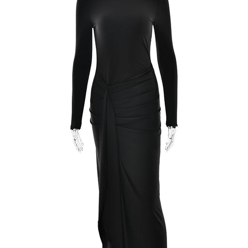 Load image into Gallery viewer, Elegant Long Sleeve Bodycon Party Club Women Evening Dress 2025 Autumn/Winter New Height Split Elastic Tight Vestido
