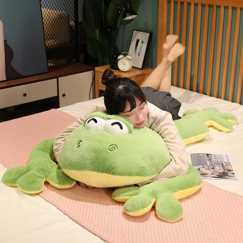 Load image into Gallery viewer, 60/80/100CM Lovely Giant Frog Plush Toys Funny Frog Mat Stuffed Soft Animal Pillow Cushion Creative Home Decoration Gift
