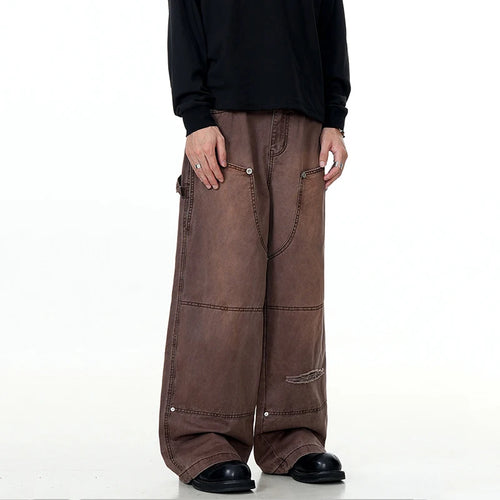 Load image into Gallery viewer, Men&#39;s Jeans New Korean Rivet Washed Distressed Trendy Line Design Gradient Color Stylish Male Summer Trousers 9W1885
