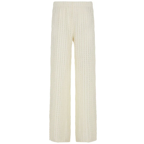 Load image into Gallery viewer, Holiday Style Fabric Texture Beach Pants Women Basic Casual Micro Perspective Full Length Trousers All Match Bottoms
