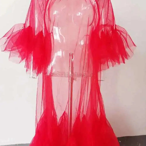 Load image into Gallery viewer, Women Black Ruffles Long Big Size Dress New Round Neck Three-quarter Sleeve Loose Fit Fashion Spring Summer 2025 JR77101
