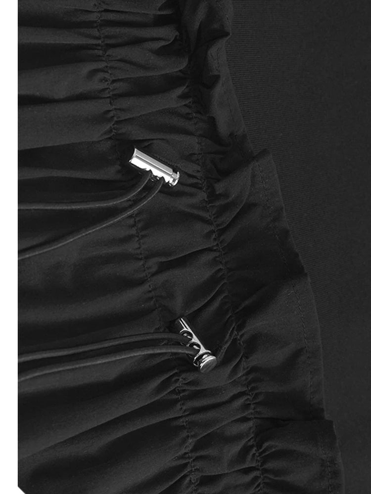 Women Gray Pleated Ruffles Big Size Elegant Midi Dress New Round Neck Short Sleeve Fashion Tide Spring Summer 2025 1DJ0927