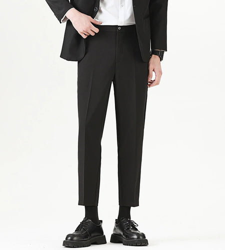 Men's Suit Pants New Summer Korean Style Straight Leg Businnes Stylish Solid Color Simple Male Handsome Trousers 9W2004