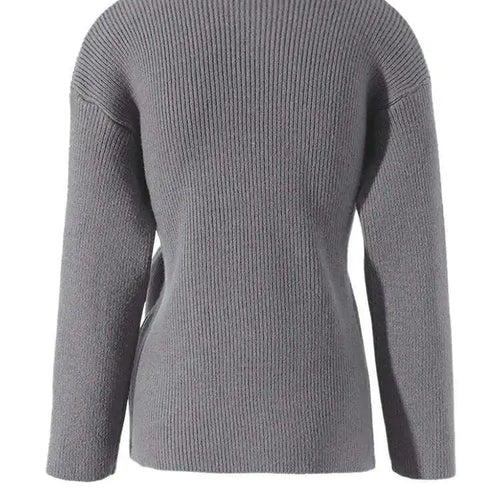 Load image into Gallery viewer, Gray Irregular Bandage Elegant Sweater Round Neck Long Sleeve Women Pullovers New Fashion Tide Autumn Winter 2025 2R4635
