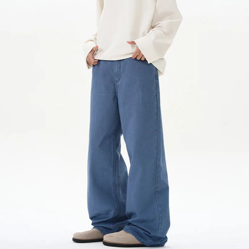 Fashion Men's Wear Simple Wide Leg Male Trousers Spring Summer Men Bottoms 2025 Loose Fit Washed American 9W1318