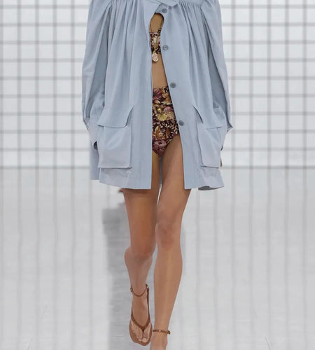 Solid Loose Spliced Crimping Fashion Jackets for Women High Neck Long Sleeves Patchwork Pockets Jacket Female New