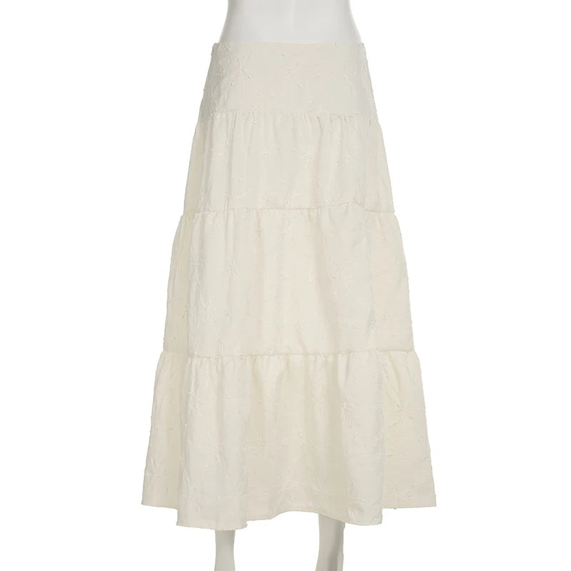 Holiday Style Chic Sexy Side Fork Long Half Skirts Women Summer Beach Party Low Waist Bottom 2025 Trendency Skirt Y2K