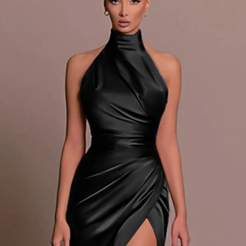 Load image into Gallery viewer, Halter Sleevelessthigh High Split Maxi Dress For Women Fashion Backless Bodycon Sexy Club Party Evening Long Dress
