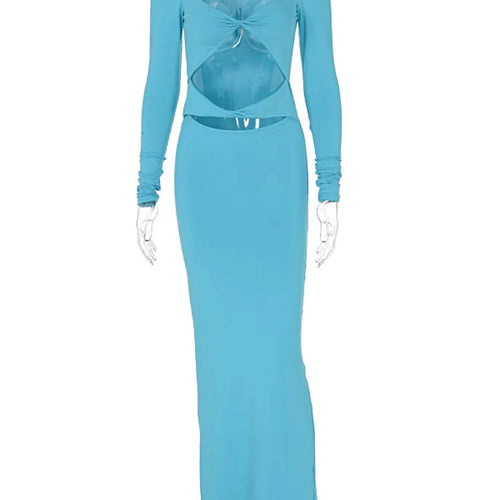 Load image into Gallery viewer, Autumn/winter Women Fashionable Hollow Out Long Sleeved Slim Sexy Dress Bodycon Elegant Party Club Evening Dress 2024
