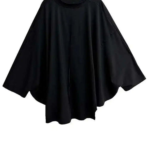 Load image into Gallery viewer, Women Black Big Size Brief Casual T-shirt New Round Neck Long Batwing Sleeve Fashion Tide Spring Autumn 2025 1DH5081
