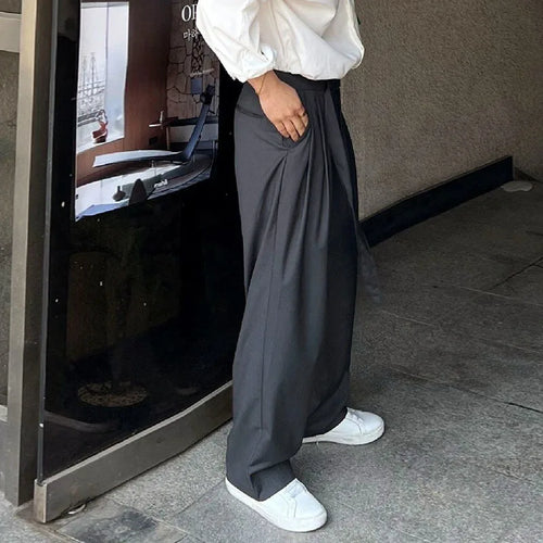Load image into Gallery viewer, Korean Style Men&#39;s Pants Casual Belt Solid Color Bottom Straight Wide Leg Male Trousers 2025 Spring New Stylis 9C6740
