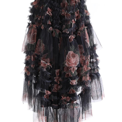 Load image into Gallery viewer, High Elastic Waist Apricot Mesh Irregular Ball Gown Half-body Skirt Women Fashion Tide New Spring Autumn 2025 1DJ1274
