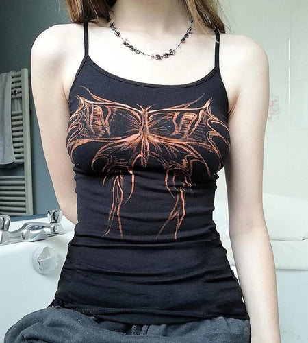 Butterfly Top Summer Women Graphic T Shirts Cute Kawaii Sleeveless Camisole Gothic Clothes y2k E Girl Punk Style Camis